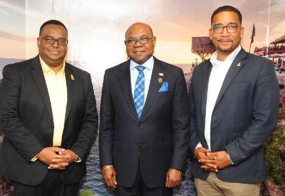 (Left to right): Cayman Islands’ Deputy Premier, Minister of Finance & Economic Development, and Minister of Border Control & Labour Christopher Saunders; Jamaica’s Minister of Tourism Edmund Bartlett; and Minister of Tourism & Transport for the Cayman Islands, Kenneth Bryan, following talks on tourism collaboration.