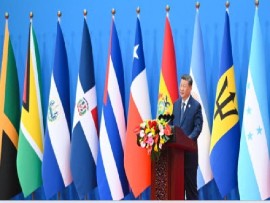 Chinese President Xi Jinping delivering the feature address at the opening ceremony of the fourth ministerial meeting of the China-CELAC (the Community of Latin American and Caribbean States).