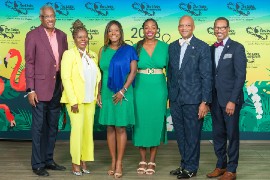 Greater Miami (FL) Chapter of The Links, Incorporated celebrated its 16th Biennial Book & Author Luncheon at the Ritz-Carlton South Beach on November 5, 2023. Luncheon guests and Greater Miami Chapter members posed at the step and repeat banner for a photo. Pictured left to right: Albert Dotson, Esq., Immediate Past President Gail Ash Dotson, Esq., Miami Gardens Councilwoman Linda Julien, Dalayna Tillman, Esq., Miami-Dade Board of County Commissioners Chairman Oliver Gilbert, District 3, Florida Memorial University President Jaffus Hardrick, Ed.D. This influential group of community leaders exemplifies the organization's commitment to friendship, service, and civic engagement. Their support of the sold-out literary event underscores its importance in promoting arts, culture, and empowerment.