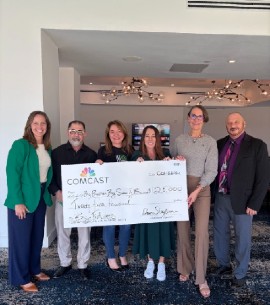 (left to right) Jennifer Becker, COO of BBBS Broward; Randy Haas, BBBS Broward board member; Malena Mendez, President and CEO of BBBS Broward; Dawn Stagliano, Director of Government Affairs for Comcast’s Florida Region; Lania Rittenhouse, BBBS Broward Board Chair; and Scott Geibler, Vice President of Development at BBBS Broward. (Photo credit: Big Brothers Big Sisters of Broward County)