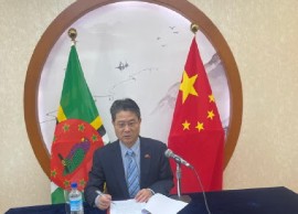 Ambassador Chu Maoming, speaking to reporters on Friday (CMC Photo)