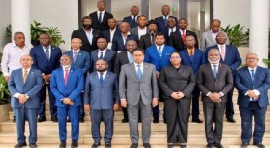 Members of the Haitian National Committee for Restitution and Reparation (CNHRR), being officially sworn in at at the Villa d’Accueil, on Monday