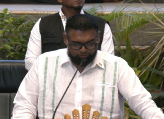 President Irfaan Ali addressing aviation conference on Tuesday (CMC Photo)