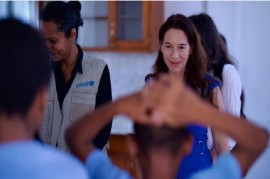 United Nations Special Representative for Children and Armed Conflict, (CAAC), Vanessa Frazier, during her visit to Haiti