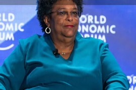 Barbados Prime Minister Mia Mottley participating in panel at Annual Meeting of the New Champions in China (World Economic Forum photo)
