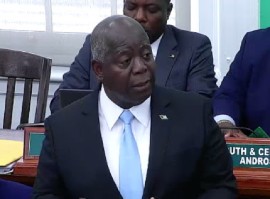 Prime Minister Phillip Davis presenting budget to Parliament on Wednesday (CMC Photo)