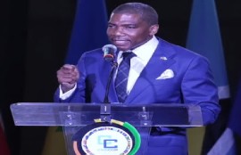 St. Kitts and Nevis Prime Minister and CARICOM Chairman Dr. Terrance drew addressing the opening ceremony of the CARICOM summit on Tuesday night (CM Photo)