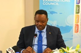 CXC Registrar and chief executive officer, Dr. Wayne Wesley, speaking at the news conference on Friday (CMC Photo).