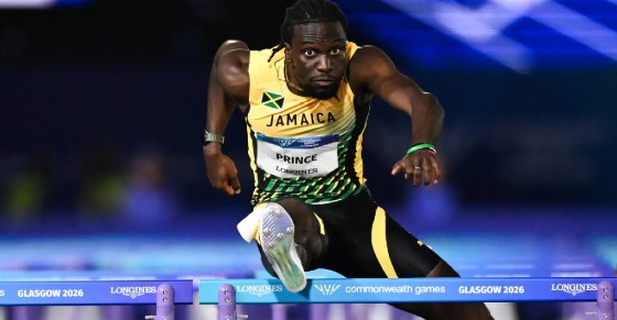 Demario Prince captured gold in the men’s 110-metre hurdles at the Commonwealth Games. (Photo courtesy AFP)