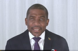 Prime Minister Dr. Terrance Drew addressing the nation on Tuesday (CMC Photo)