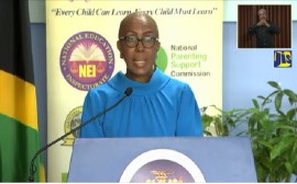 Education Minister Fayval Williams, speaking at a news conference on Monday.