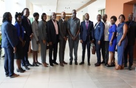 Programme director of the Caribbean Development Education (CaribDe), Melvin Edwards, (six from left) with delegates attending the training programme of the Caribbean credit union sector.