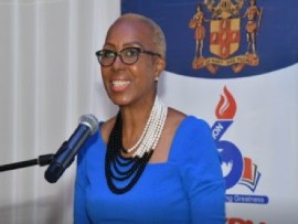 Education Minister Fayval Williams addressing JTA conference