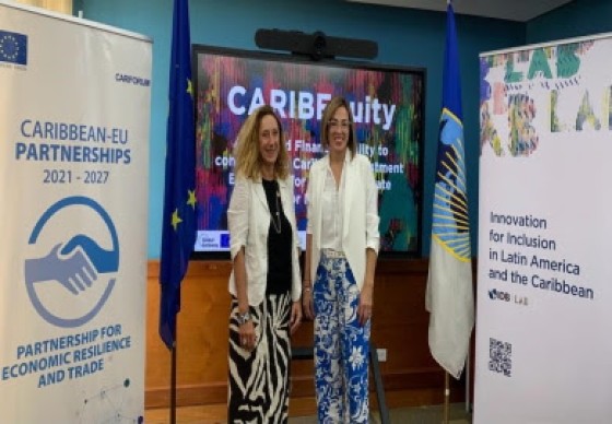 Myriam Ferran Deputy Director General for International Partnerships at the European Commission and Viviana Alva Hart, the IDB’s representative in Barbados.