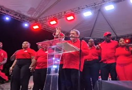 Prime Minister and ULP leader, Dr. Ralph Gonsalves addressing his party supporters