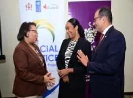Secretary in the Ministry of Justice, Grace-Ann Stewart McFarlane, UNDP Assistant Resident Representative Lesley-Ann Ennevor, and Shehryar Sarwar, Counsellor and Head of Development Cooperation, High Commission of Canada (JIS Photo)