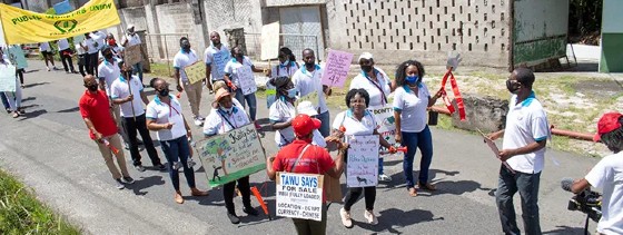 Public sector workers in Grenada protest for better pensions and wages last summer.