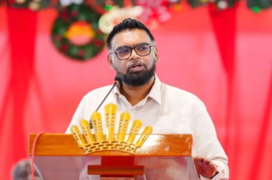 President Irfaan Ali delivering his national broadcast on Wednesday night (CMC Photo)