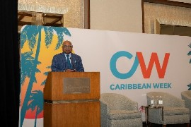 Pictured: Minister of Tourism, Hon Edmund Bartlett addresses delegates at the Caribbean Tourism Organization’s (CTO) Caribbean Week at the Intercontinental Hotel in New York on Monday June 1, 2026.