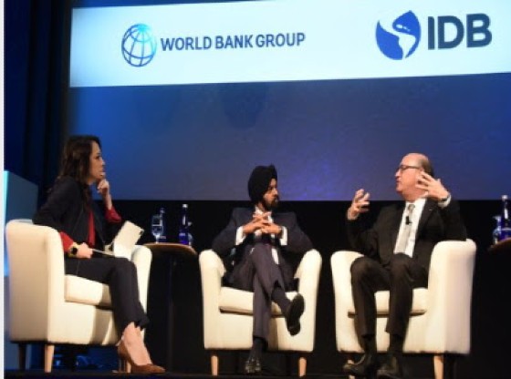 IDB President Ilan Goldfajn and World Bank President Ajay Banga discussing new initiative (CMC Photo)