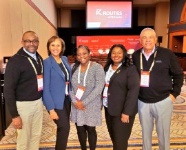 From left: Jamaica Director of Tourism Donovan White; Joy Jibrilu, CEO of the Nassau Paradise Island Promotion Board; Faye Gill, Director of Membership of the Caribbean Tourism Organization; Rosa Harris, Director of Tourism, Cayman Islands; and Donnie Dawson, Deputy Director of the Jamaica Tourist Board in Chicago last week at Routes Americas