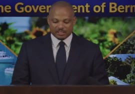 Economy and Labour Minister, Jason Hayward, speaking at news conference on Monday (CMC Photo)