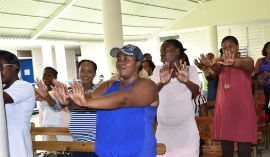 Expectant mothers participate in an exercise session, to demonstrate the importance of exercise in pregnancy.