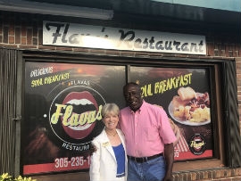 Rizzo with Community Councilman Wilbur Bell at his Restaraunt, Flava’s, in West Perrine