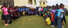 Students, teachers and staff from the Southern Regional Health Authority who participated in the training of ambassadors for the Jamaica Moves in Schools programme in December 2018. 