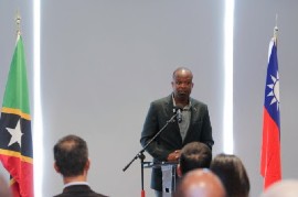 Minister responsible for Energy, Konris G. Maynard, speaking at the launch of the Green Energy Transition Demonstration project.