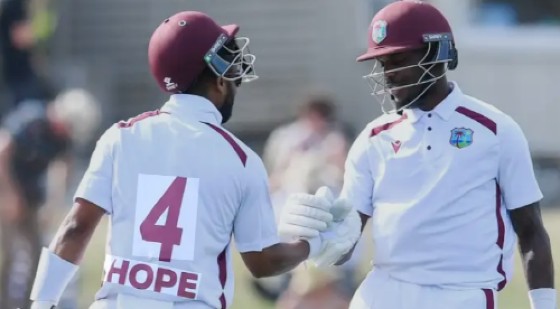 Shai Hope (left) and Justin Greaves (right) rescued the West Indies with a 174-run stand for the fifth wicket against Sri Lanka.