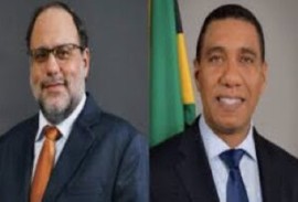 Prime Minister and leader of the ruling Jamaica Labour Party (JLP) Andrew Holness (Right) and Opposition Leader and the head of the main opposition People’s National Party (PNP) Mark Golding
