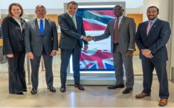 Prime Minister Dr. Keith Rowley (Second from right) and BP officials in London (Photo courtesy of the Office of the Prime Minister)
