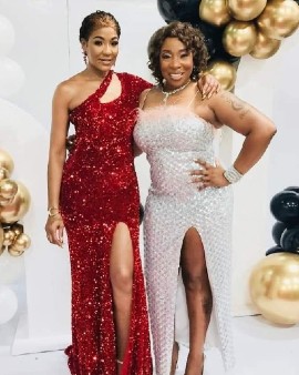 D'Angel and Macka Diamond, recipients of Queens of Reggae Island Honorary Ceremony awards, at the March 2024 event in Kingston, Jamaica.