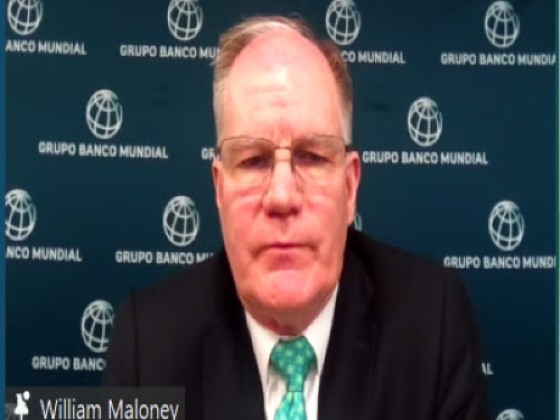 World Bank chief economist for Latin America and the Caribbean, William Maloney, speaking to reporters from Latin America and the Caribbean on Wednesday (CCMC Photo)