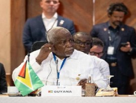 Prime Minister Mark Phillips addressing EU-Caribbean Leaders meeting