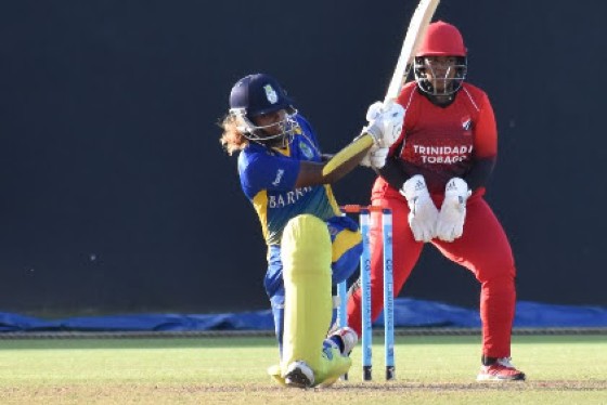 Captain Hayley Matthews hit through the on-side during her half-century on Wednesday. (Photo courtesy CWI Media)