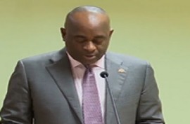 Prime Minister Roosevelt Skerrit announcing several crime initiatives including a limited gun amnesty at news conference on Monday (CMC Photo)
