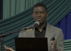 Prime Minister Dickon Mitchell, speaking at the town hall meeting on Wednesday night (CMC Photo)