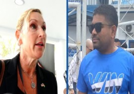 US Ambassador to Guyana, Nicole Theriot and WIN leader, businessman Azruddin Mohamed.