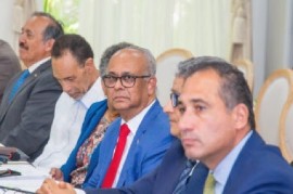 OAS Secretary General, Albert Ramdin (with glasses) who led a high-level delegation to Haiti.
