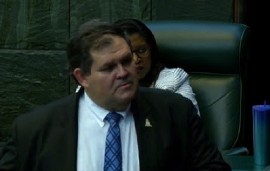 Premier Wayne Panton during the debate on the motion of no confidence against him on Tuesday (CMC Photo)