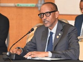 President Paul Kagame of Rwanda addressing CARICOM leaders on Wednesday (CMC Photo)