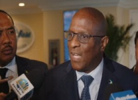 FNM leader, Michael Pintard speaking to reporters after holding talks with US Embassy officials