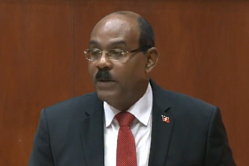 Prime Minister and Minister of Finance Gaston Browne delivering his Budget presentation to Parliament on Thursday.