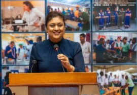 Education Minister Priya Manickchand addressing the launch of the TVET programme