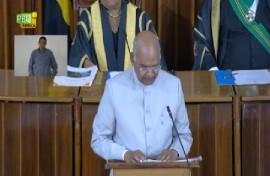 India’s President, Ram Nath Kovind, addressing joint sitting of Jamaica Parliament.