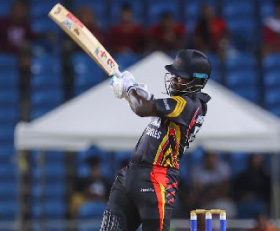 Sherfane Rutherford pulls during his maiden List A hundred against Leeward Islands Hurricanes on Monday. (Photo courtesy CWI Media)