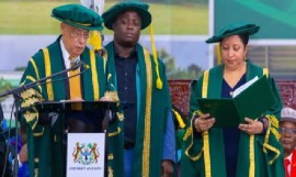 Sir Ronald Sanders installed as the 11th Chancellor of the University of Guyana on Friday.