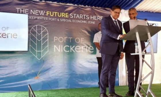 President Santokhi at the launch of the Port of Nickerie (Photo: Office of the President)